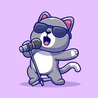 fofa gato cantando desenho animado vetor