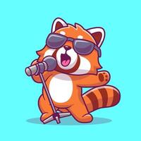 fofa vermelho panda cantando desenho animado vetor