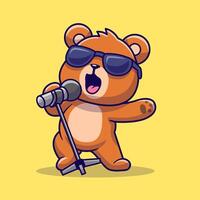 fofa Urso cantando desenho animado vetor