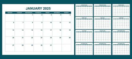 modelo 2025 calendário para companhia ou escola vetor