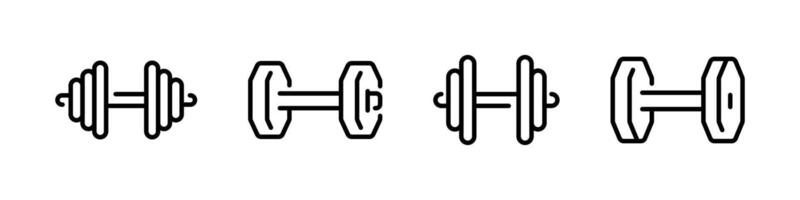 dumbell ícones. esporte linha ícone definir. vetor