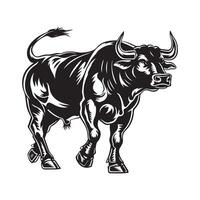 Preto e branco ilustração do uma touro vetor