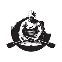 esporte caiaque silhueta logotipo isolado em branco fundo vetor