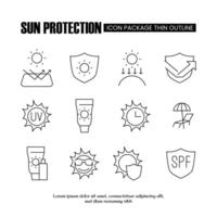Sol proteção fino esboço ícone Projeto Boa para local na rede Internet e Móvel aplicativo vetor