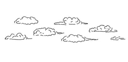 mão desenhando conjunto do nuvens diferente formas dentro Preto cor. decorativo ásia nuvens para festivo Projeto vetor