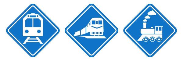 trem imprimível placa ferrovias transporte modelo plano Projeto ícone isolado silhueta tráfego público sinais vetor