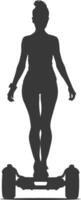 silhueta mulher equitação hoverboard cheio corpo Preto cor só vetor