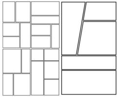 conjunto do modelos para mangá quadrinho painéis. fundos para histórias em quadrinhos ou manga. quadrinho ou mangá fundo quadros e painéis, projetado para usar de mangaká ou quadrinho artistas. vetor