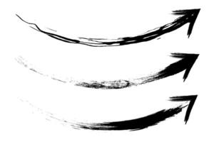 mão desenhado curvado arco seta forma grunge escovas ilustração. grunge seta. vetor
