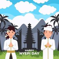 conceito de celebração do feliz dia nyepi vetor