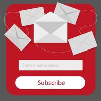 light assinar formulário de boletim informativo nas cores vermelho, cinza e branco - vetor de e-mail