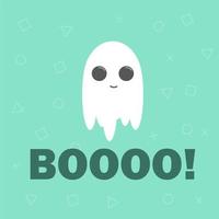 fantasma fofo, banner de halloween de design plano, ilustração vetorial vetor