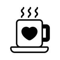 xícara de café com ícone de símbolo de coração de café favorito em estilo moderno vetor