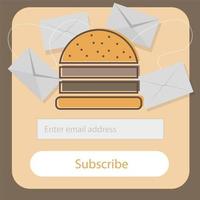 modelo de desconto de cupom de hambúrguer fast food design plano - formulário de inscrição por e-mail vetor