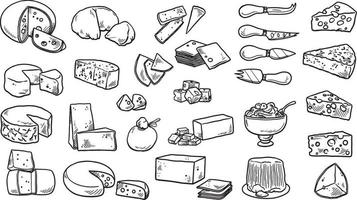 coleção doodle de queijo vetor