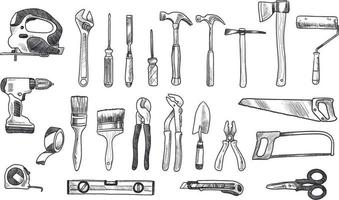 brico tools doodles vetor