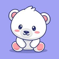 fofa bebê polar Urso sentado desenho animado ícone ilustração animal natureza ícone conceito isolado vetor