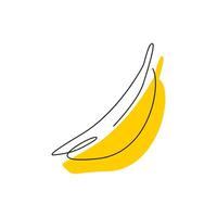 banana logotipo Projeto dentro 1 linha estilo com verde ver. bananeira local agricultor produtos. Vitamina uma doce Comida dentro contínuo esboço arte desenho. fruta mão desenhado plano ilustração isolado em branco vetor