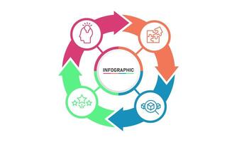 infográfico Projeto modelo. ciclo da vida infográfico conceito com 4 passos ou opções. para seu o negócio apresentação, bandeira, fluxo diagrama, e processo diagrama. vetor