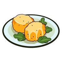 uma ícone representando Bolinho de arroz, a italiano Comida item, ideal para ilustrando cozinha, lanches, ou italiano temático pratos. vetor