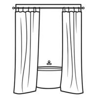 ícone do uma chuveiro cortina contorno, perfeito para relacionado ao banheiro projetos. vetor