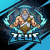 Design do logotipo do mascote Zeus Esport vetor