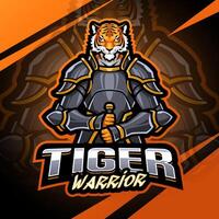 tigre Guerreiro esport mascote logotipo Projeto vetor