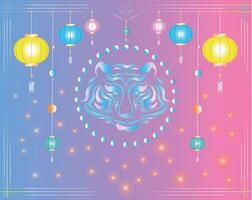chinês Novo ano. chinês lanternas brilho com prosperidade, a nobre tigre vai trazer Boa sorte para todos vetor