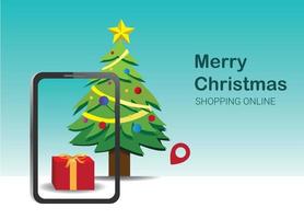 comprar presente de Natal em aplicativo de smartphone conceito de vetor marketing e marketing digital