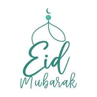 eid Mubarak caligrafia isolado em branco fundo vetor