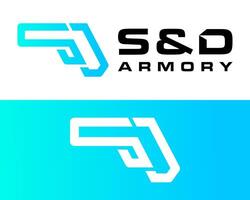 SD monograma cartas e de cano curto rifle logotipo Projeto. vetor