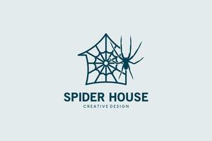 aranha casa logotipo, ilustração do aranha rede com casa linha símbolo vetor