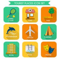 Conjunto de ícones de lugares turísticos vetor