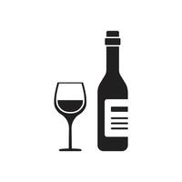 vinho garrafa com vidro ícone dentro plano estilo. álcool beber ilustração em isolado fundo. champanhe bebida placa o negócio conceito. vetor