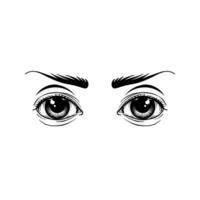 Preto e branco ilustração do uma mulher olhos vetor