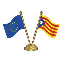 europeu União e Catalunha mesa bandeiras. vetor