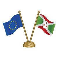 europeu União e Burundi mesa bandeiras. vetor