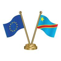 europeu União e Congo mesa bandeiras. vetor