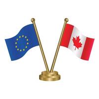 europeu União e Canadá mesa bandeiras. vetor