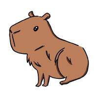 mão desenhado fofa capivara personagem ilustração vetor