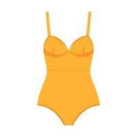 desenho animado amarelo brilhante roupa de banho para mulher. tomando banho roupas para piscina vetor