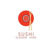 Sushi com pauzinho logotipo Projeto. ásia Comida restaurante ícone. uma modelo ícone para japonês Comida ilustração Projeto vetor