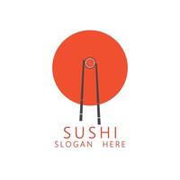 Sushi com pauzinho logotipo Projeto. ásia Comida restaurante ícone. uma modelo ícone para japonês Comida ilustração Projeto vetor