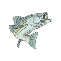listrado graves pescaria ilustração logotipo imagem t camisa vetor