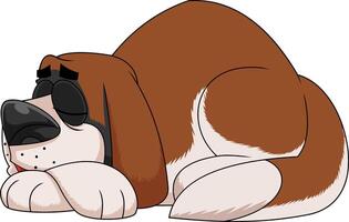 santo Bernardo cachorro desenho animado personagem dormindo vetor