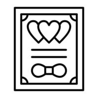 ícone de linha de certificado de casamento vetor