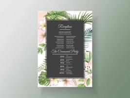 cartões de convite de casamento tropical floral vetor