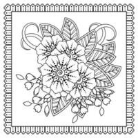 flor mehndi para henna, mehndi, tatuagem, decoração. ornamento decorativo em estilo oriental étnico, ornamento de doodle, desenho de mão de contorno. página do livro para colorir. vetor