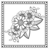 flor mehndi para henna, mehndi, tatuagem, decoração. ornamento decorativo em estilo oriental étnico, ornamento de doodle, desenho de mão de contorno. página do livro para colorir. vetor