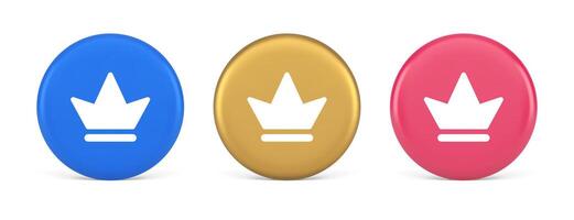 coroa botão real medieval rei rainha cocar rede aplicativo 3d realista círculo ícone vetor